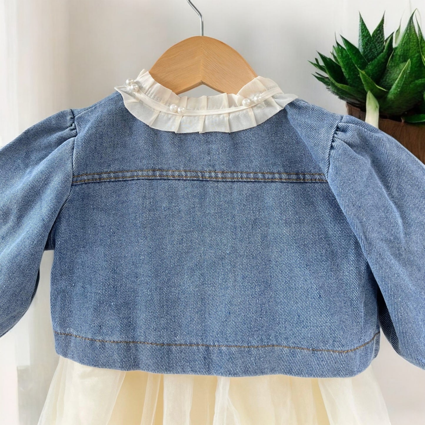 Girls Frill Frock With Jeans Jacket