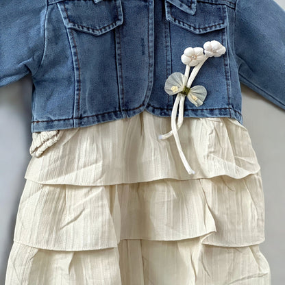 Girls Frill Frock With Jeans Jacket