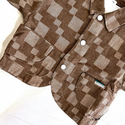 Boys Brown checkered Classic  Coat