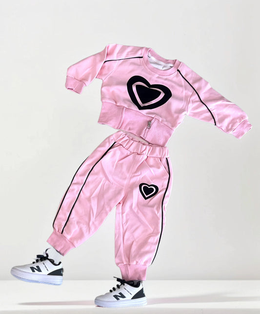 Girls Pink TrackSuit Cartoon Print