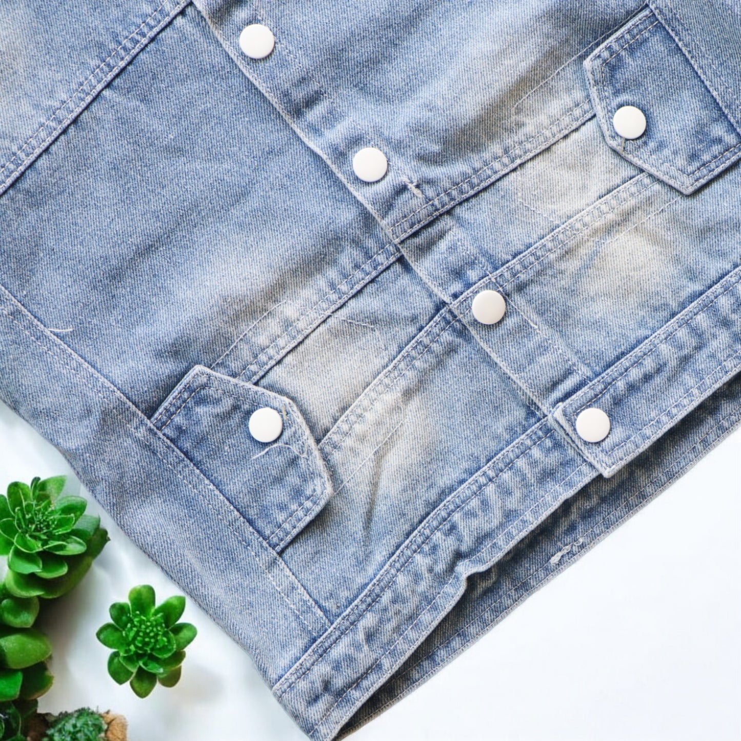 Denim Jacket with Contrast Sleeves