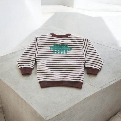 Boys Striped Text Print  Sweatshirt